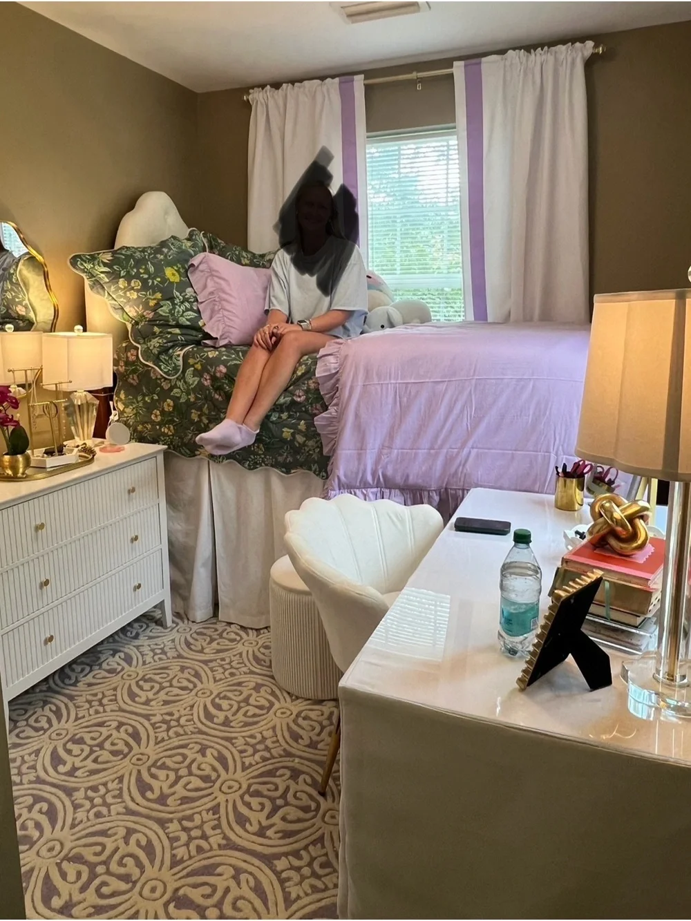 Anthropologie twin green quilt with two green Euro shams